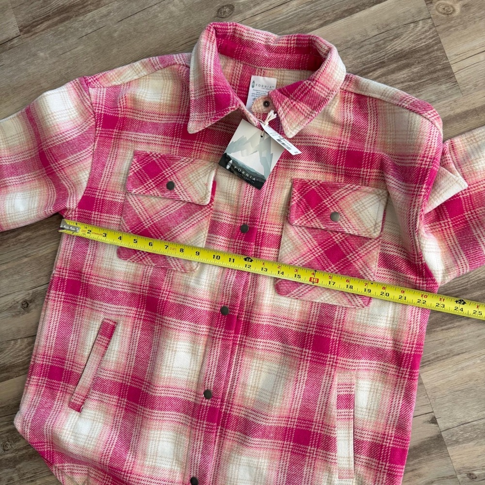 NWT Fornia Los Angeles Pink Tartan Plaid Shacket Shirt Jacket Women's Medium‎ - Picture 5 of 8